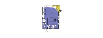 a floor plan of a bedroom floor plan with a bathroom and a living room